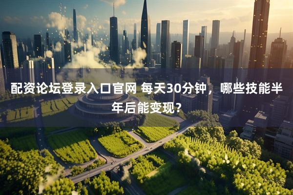 配资论坛登录入口官网 每天30分钟，哪些技能半年后能变现？